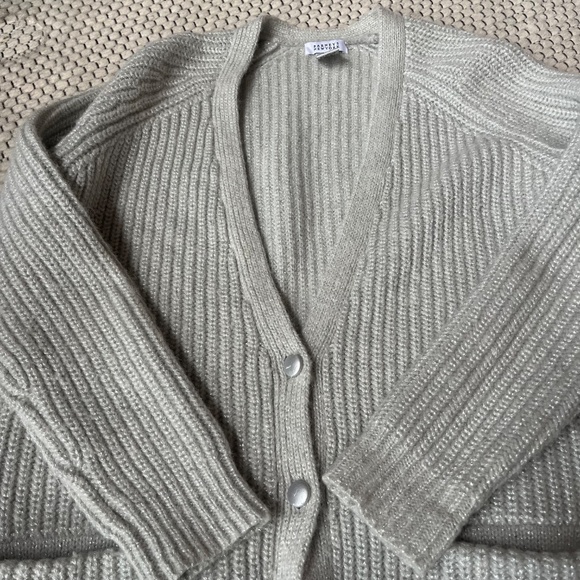 Barneys New York Shimmer Wool Ribbed Cardigan – Size Small - Picture 4 of 7